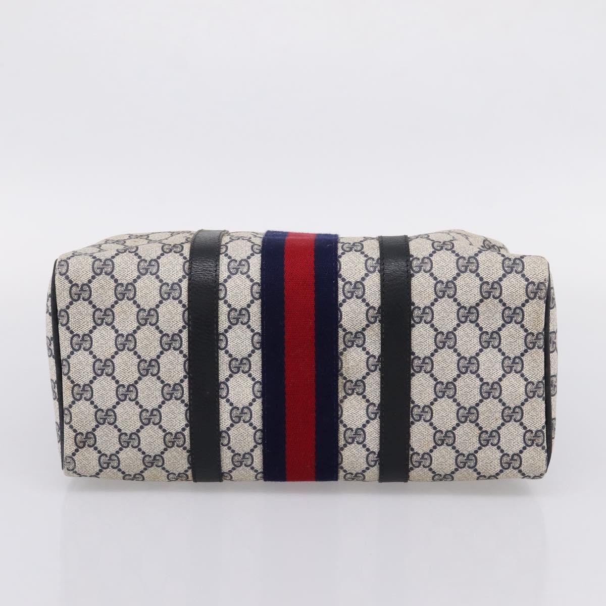 GUCCI GG Supreme Sherry Line Hand Bag PVC Navy Gold Tone 40 3842 Auth gh2396