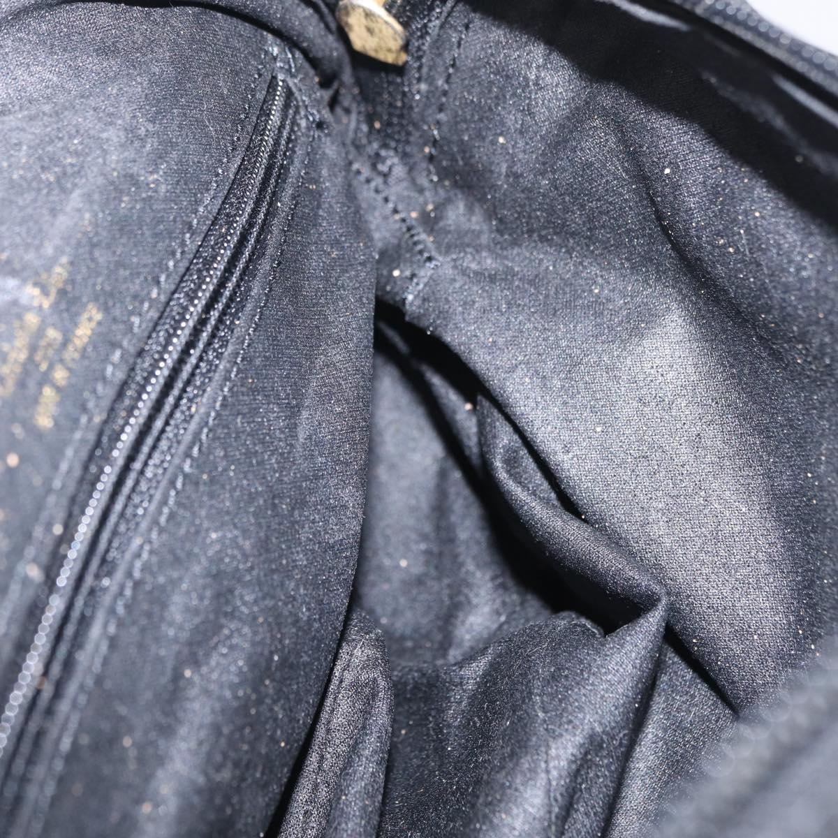 Christian Dior Canage Shoulder Bag Nylon Black Gold Tone Auth gh2397