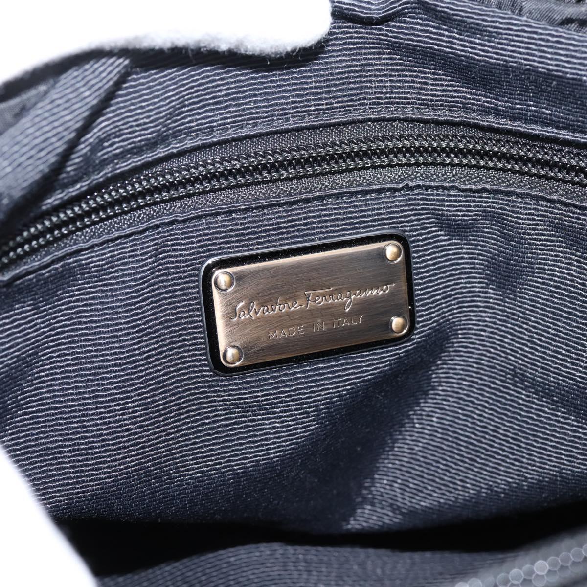 Salvatore Ferragamo Vala Tote Bag Nylon Black Gold Tone Auth gh2398A
