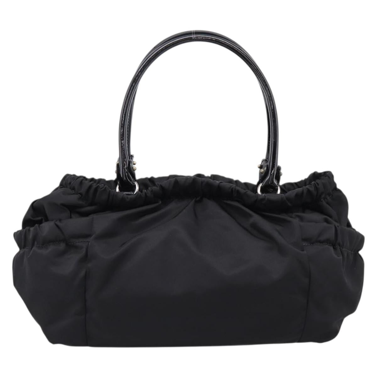 Salvatore Ferragamo Vala Tote Bag Nylon Black Gold Tone Auth gh2398A