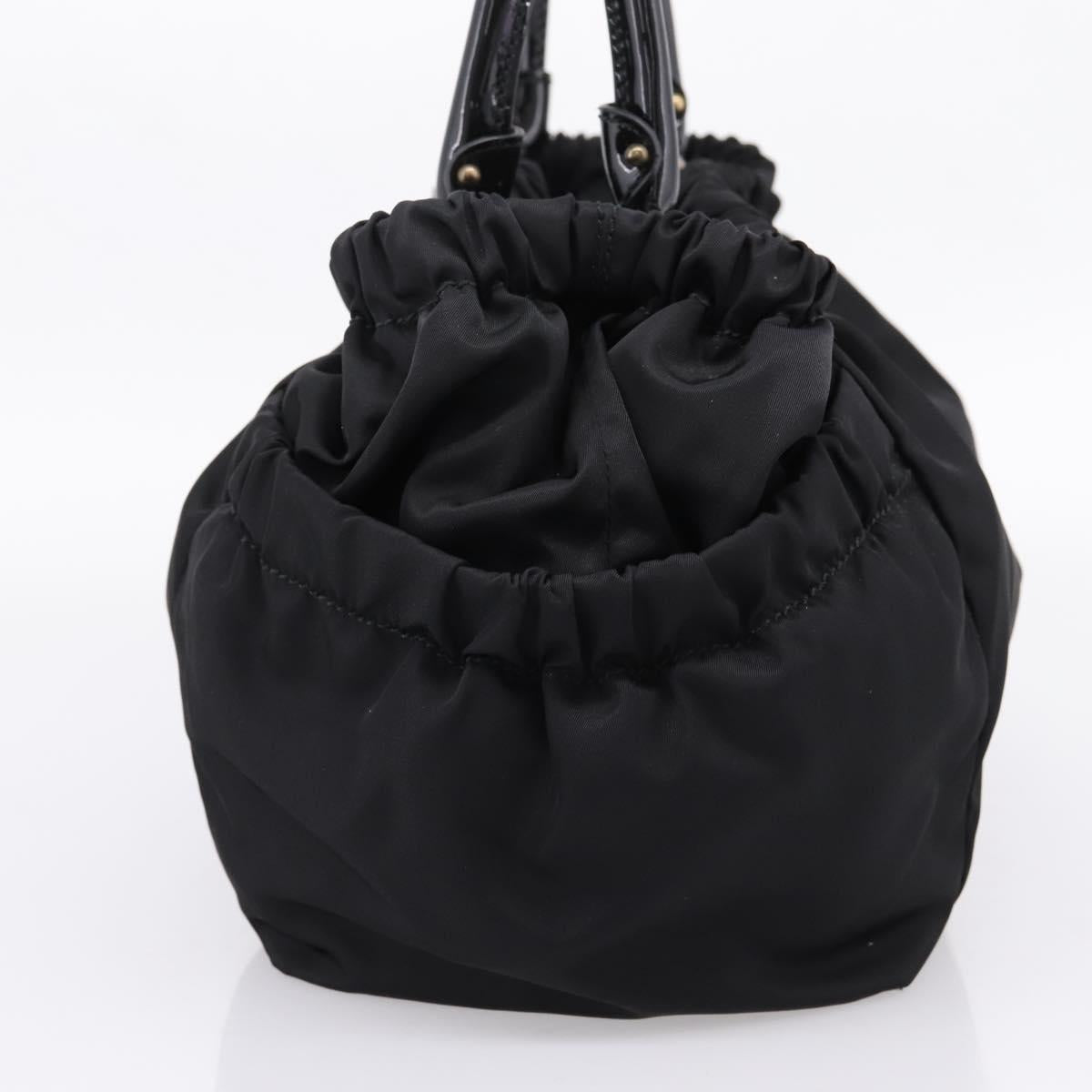 Salvatore Ferragamo Vala Tote Bag Nylon Black Gold Tone Auth gh2398A