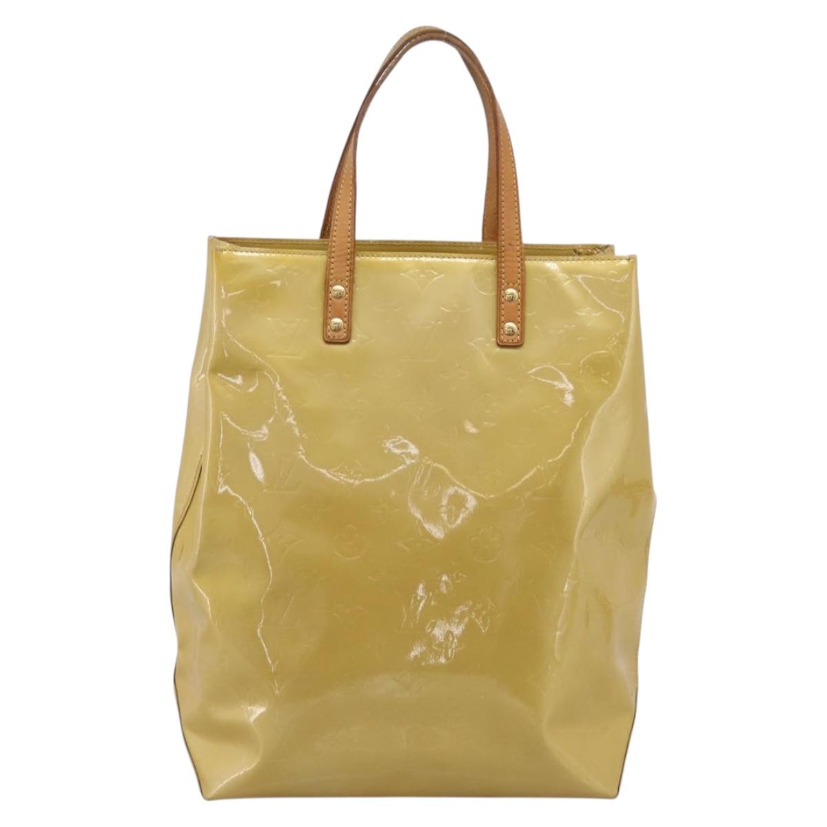 LOUIS VUITTON Monogram Vernis Reade MM Hand Bag Beige M91141 LV Auth gh2399