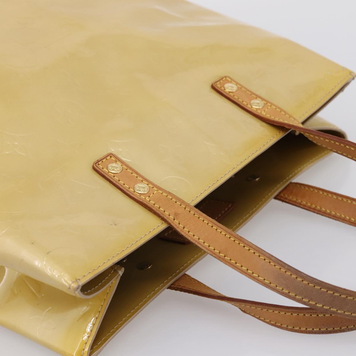 LOUIS VUITTON Monogram Vernis Reade MM Hand Bag Beige M91141 LV Auth gh2399