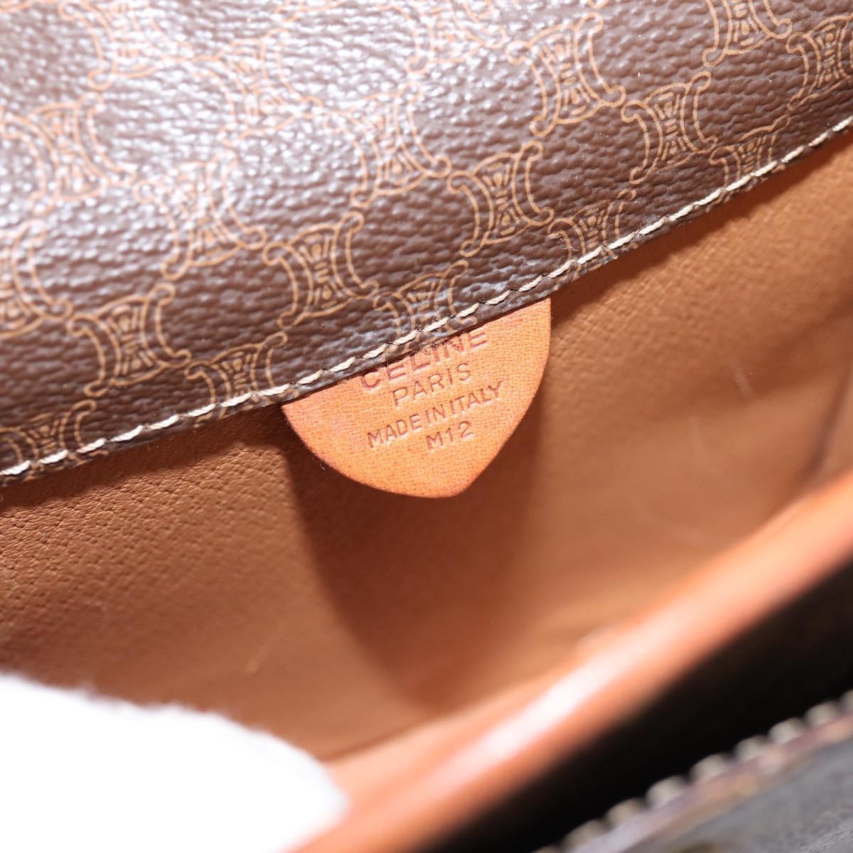 CELINE Macadam Shoulder Bag PVC Brown Gold Tone Auth gh2400