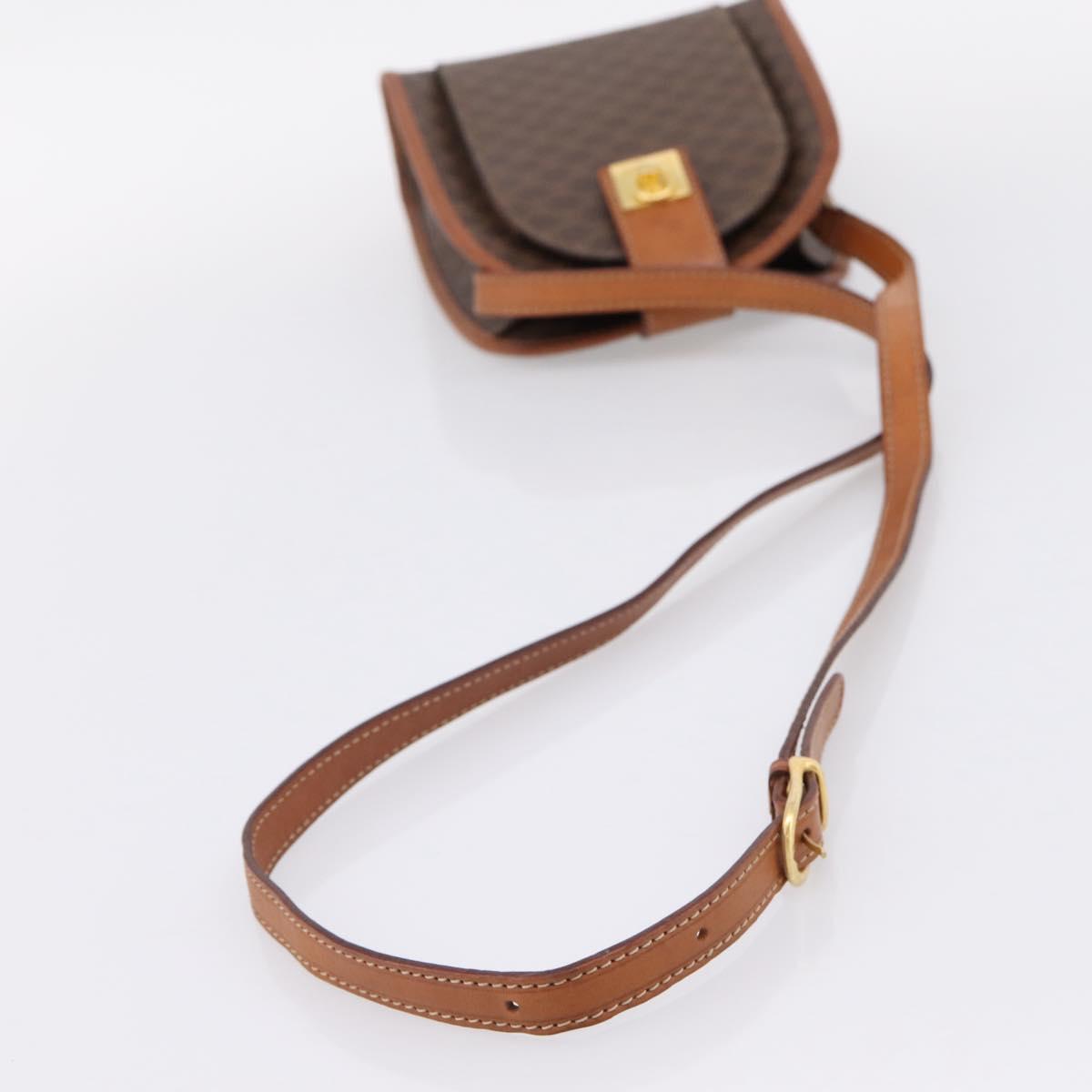 CELINE Macadam Shoulder Bag PVC Brown Gold Tone Auth gh2400