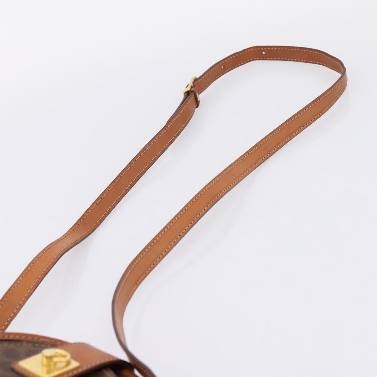 CELINE Macadam Shoulder Bag PVC Brown Gold Tone Auth gh2400