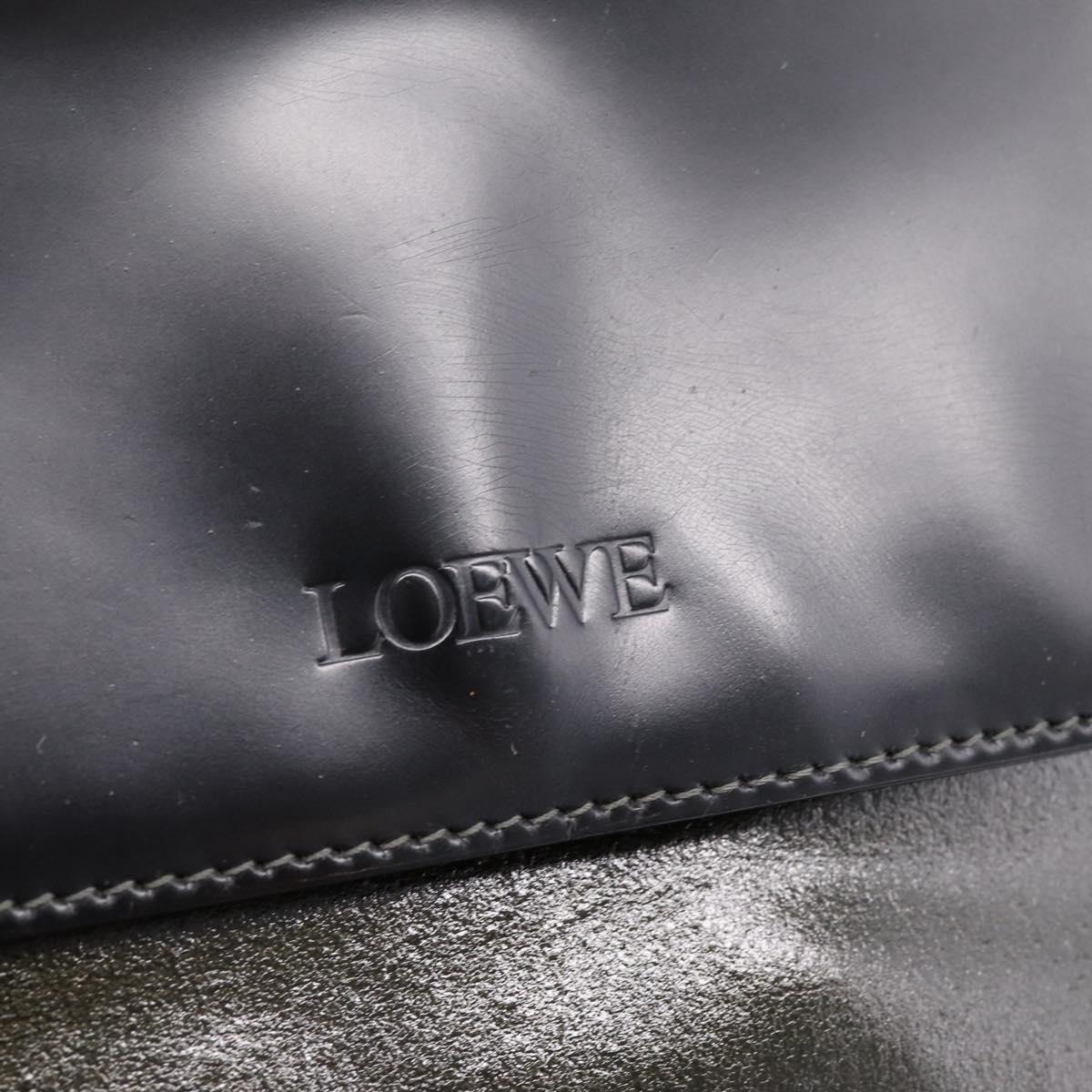 LOEWE Velazquez Hand Bag Leather 2way Green Silver Auth gh2401