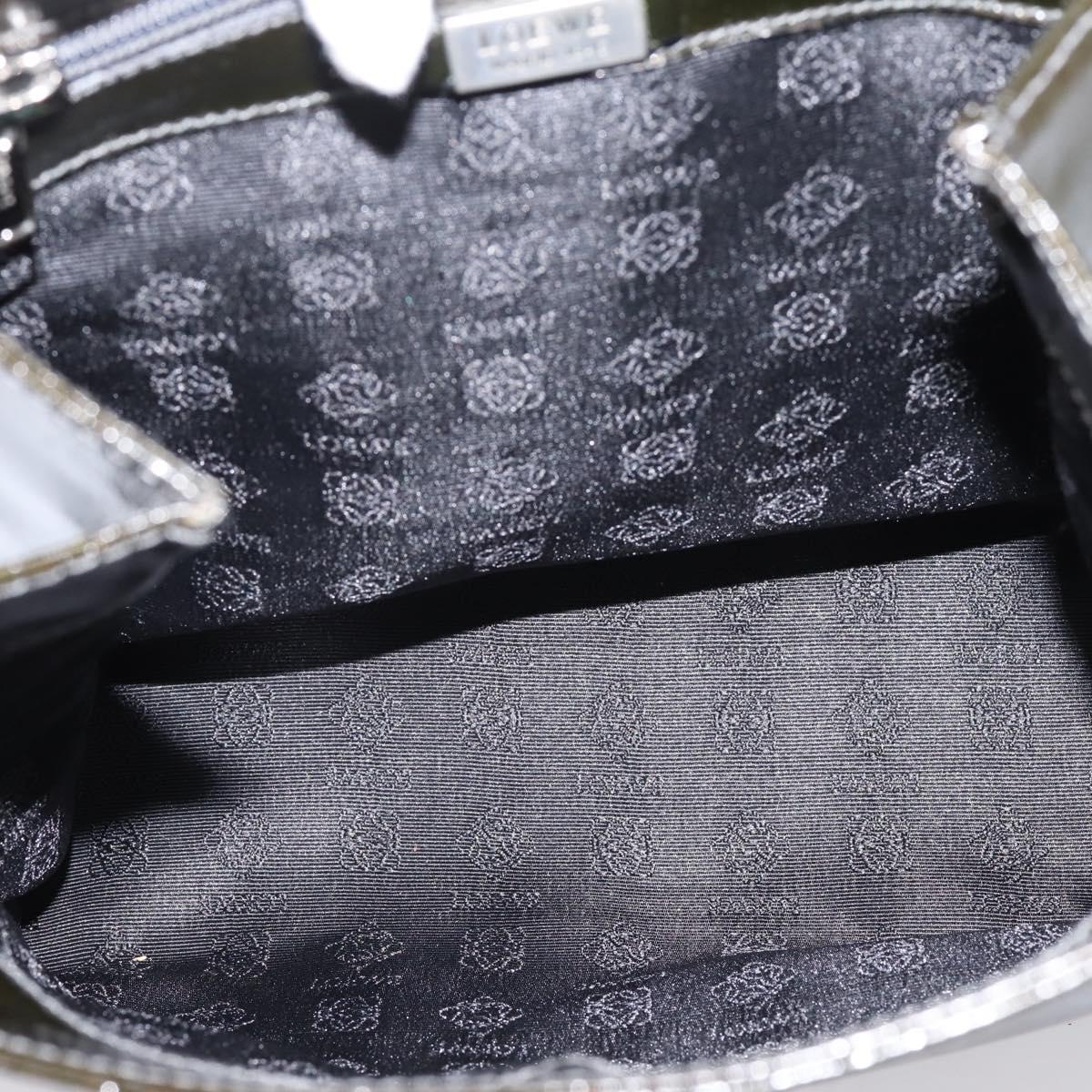 LOEWE Velazquez Hand Bag Leather 2way Green Silver Auth gh2401