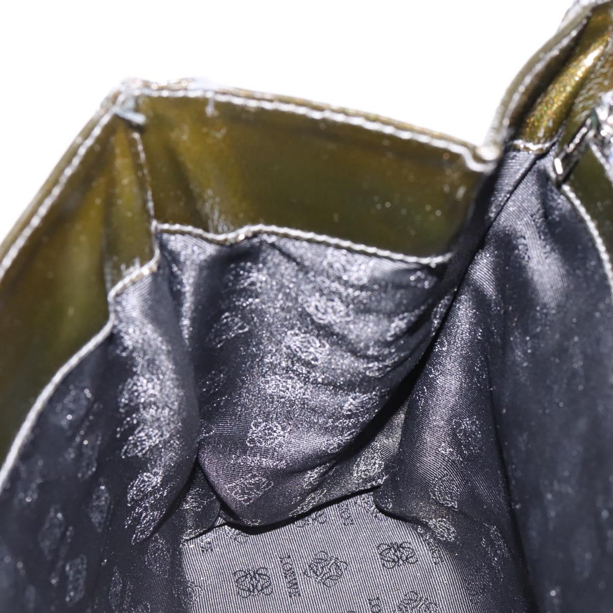 LOEWE Velazquez Hand Bag Leather 2way Green Silver Auth gh2401