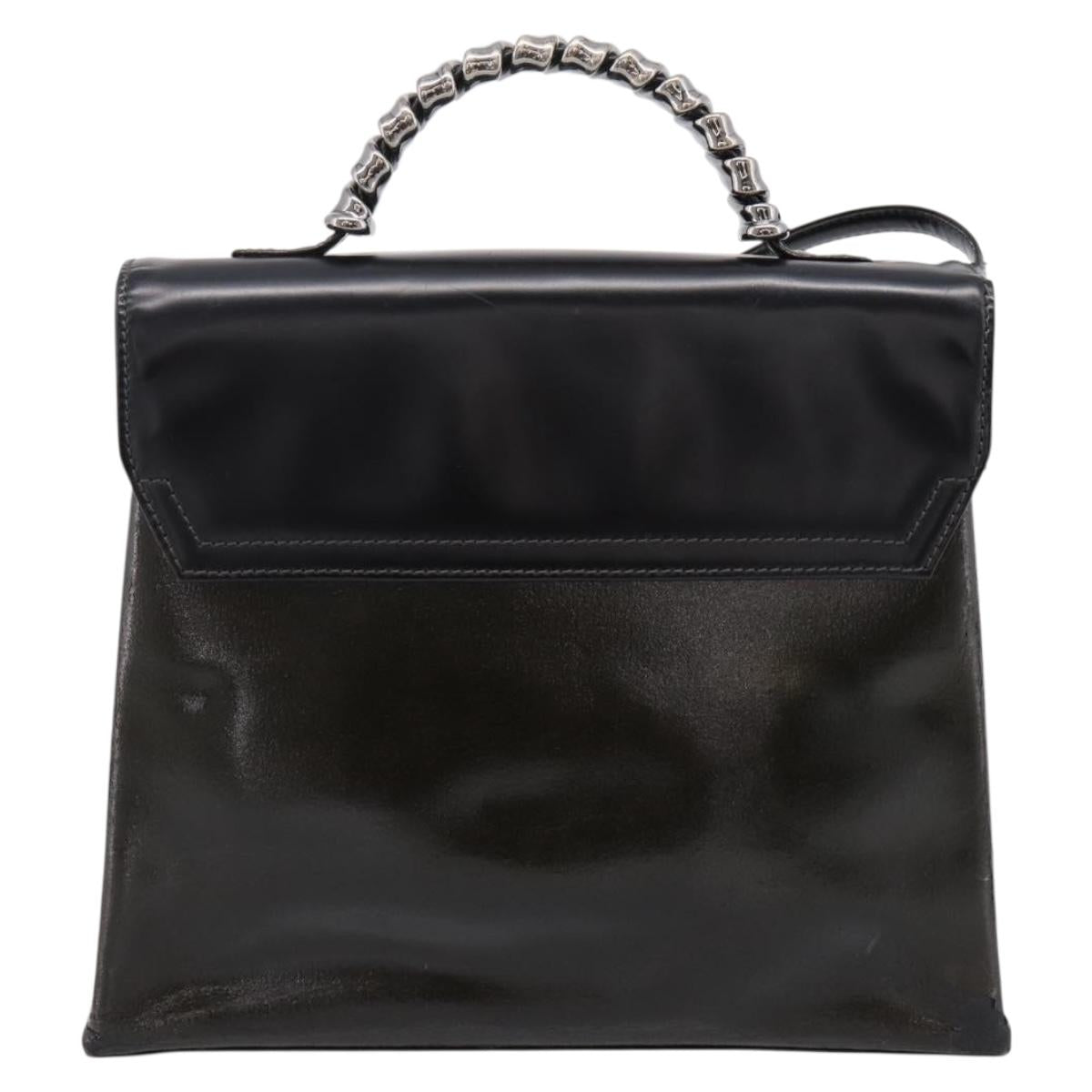 LOEWE Velazquez Hand Bag Leather 2way Green Silver Auth gh2401