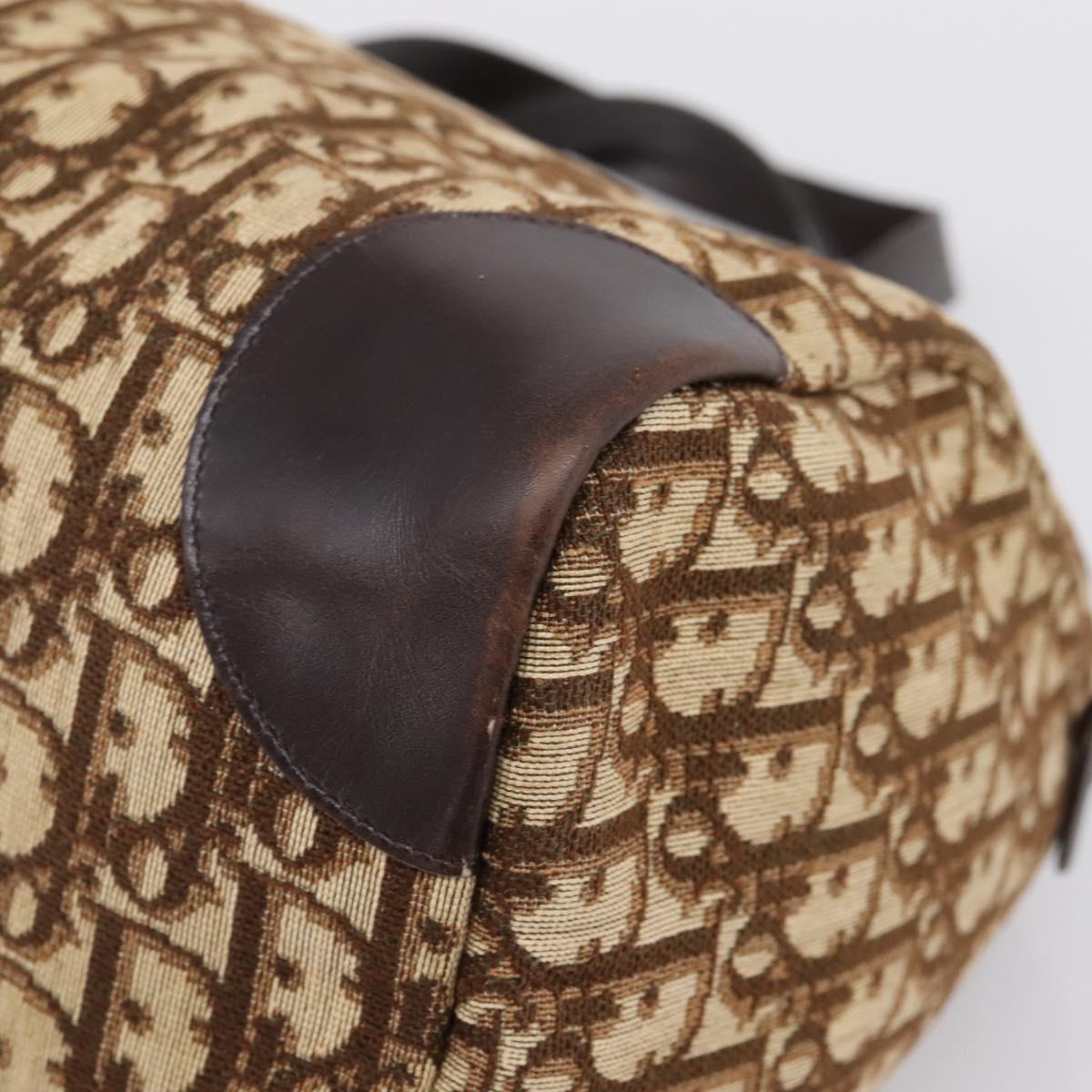 Christian Dior Trotter Canvas Hand Bag Brown Gold Tone Auth gh2402