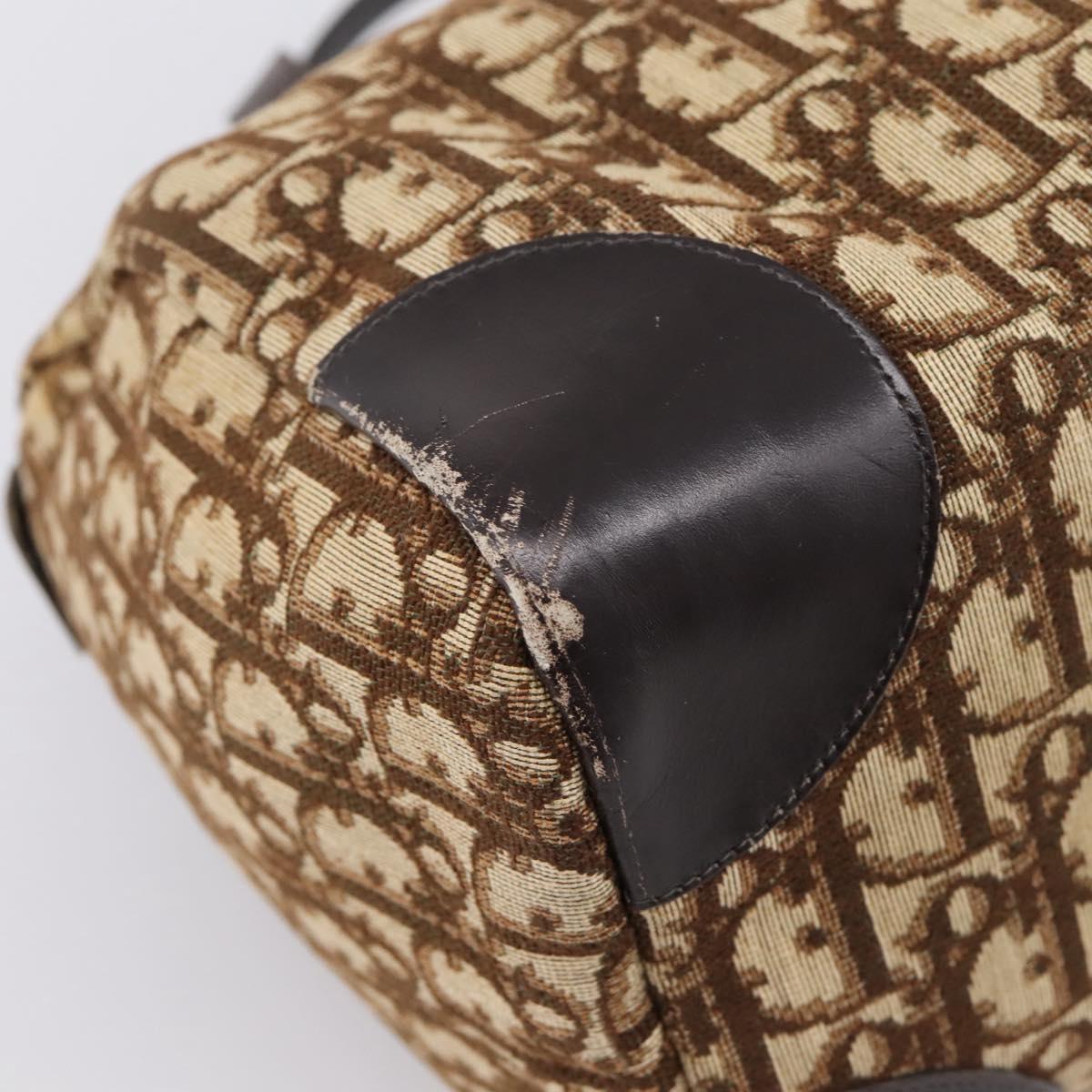 Christian Dior Trotter Canvas Hand Bag Brown Gold Tone Auth gh2402