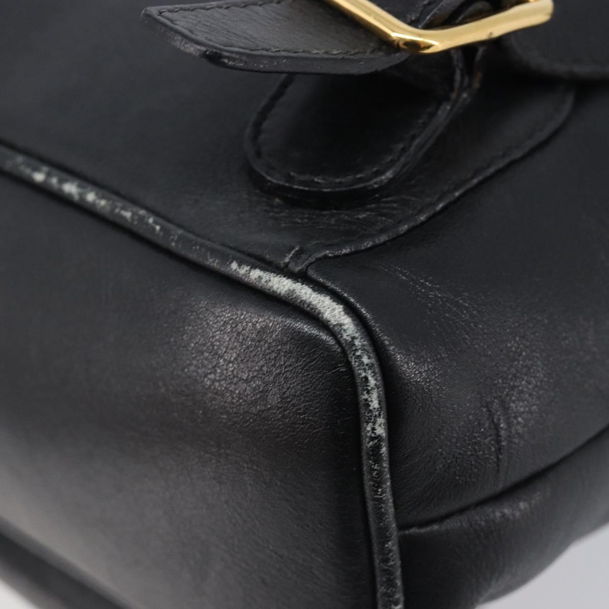 GUCCI Bamboo Backpack Leather Black Gold Tone 003 2034 0030 Auth gh2404