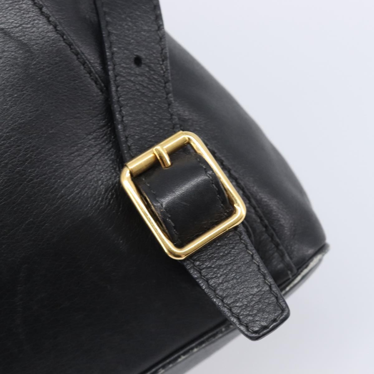 GUCCI Bamboo Backpack Leather Black Gold Tone 003 2034 0030 Auth gh2404
