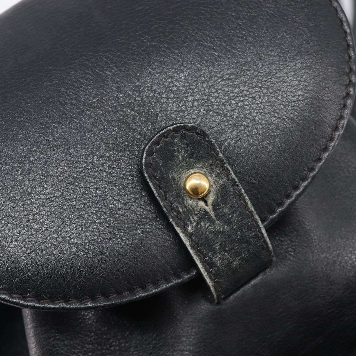 GUCCI Bamboo Backpack Leather Black Gold Tone 003 2034 0030 Auth gh2404