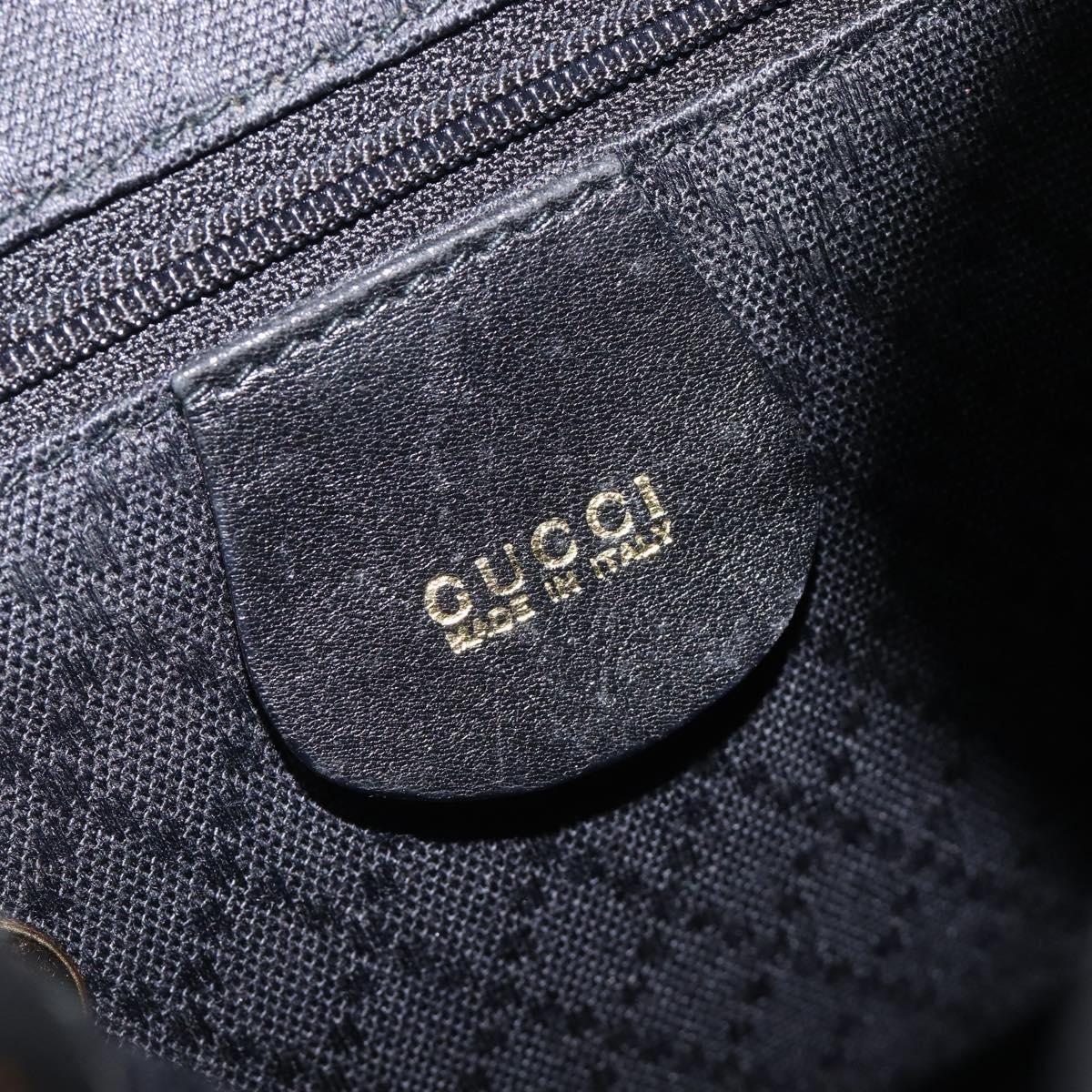 GUCCI Bamboo Backpack Leather Black Gold Tone 003 2034 0030 Auth gh2404