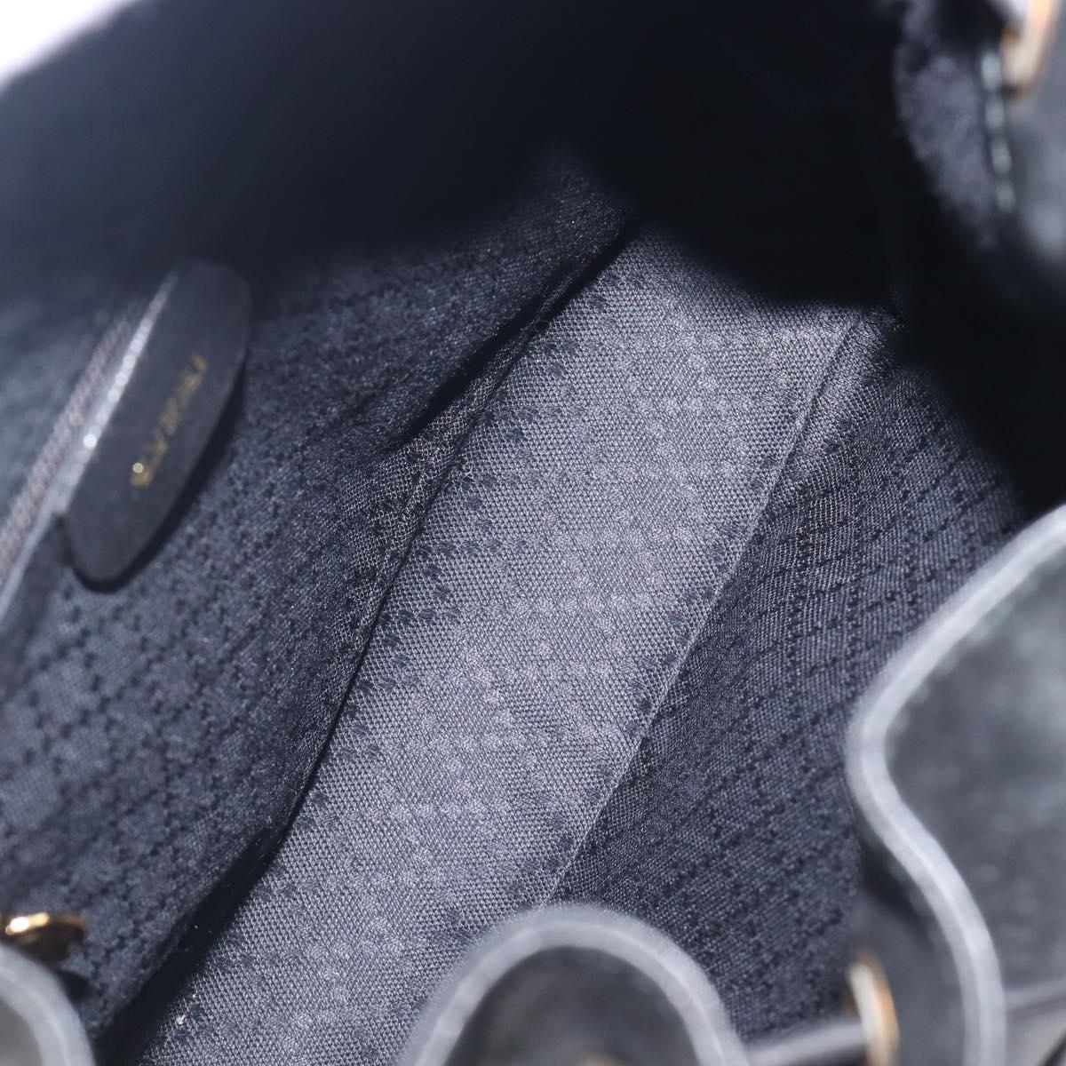 GUCCI Bamboo Backpack Leather Black Gold Tone 003 2034 0030 Auth gh2404