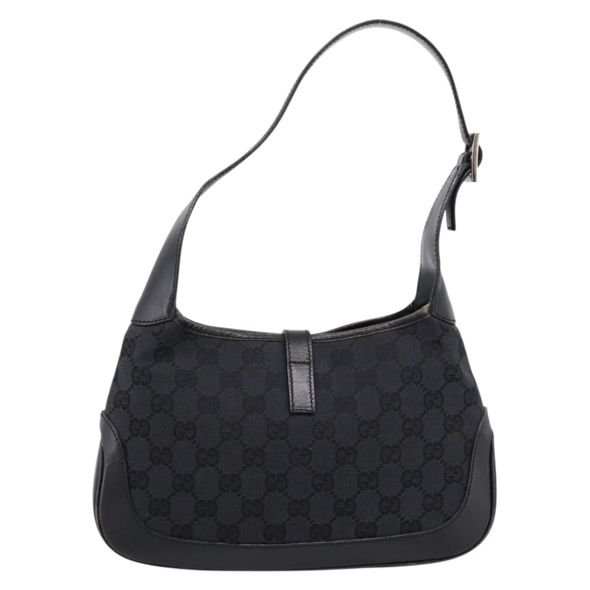 GUCCI GG Canvas Jackie Hand Bag Black 001 3735 Auth gh2405