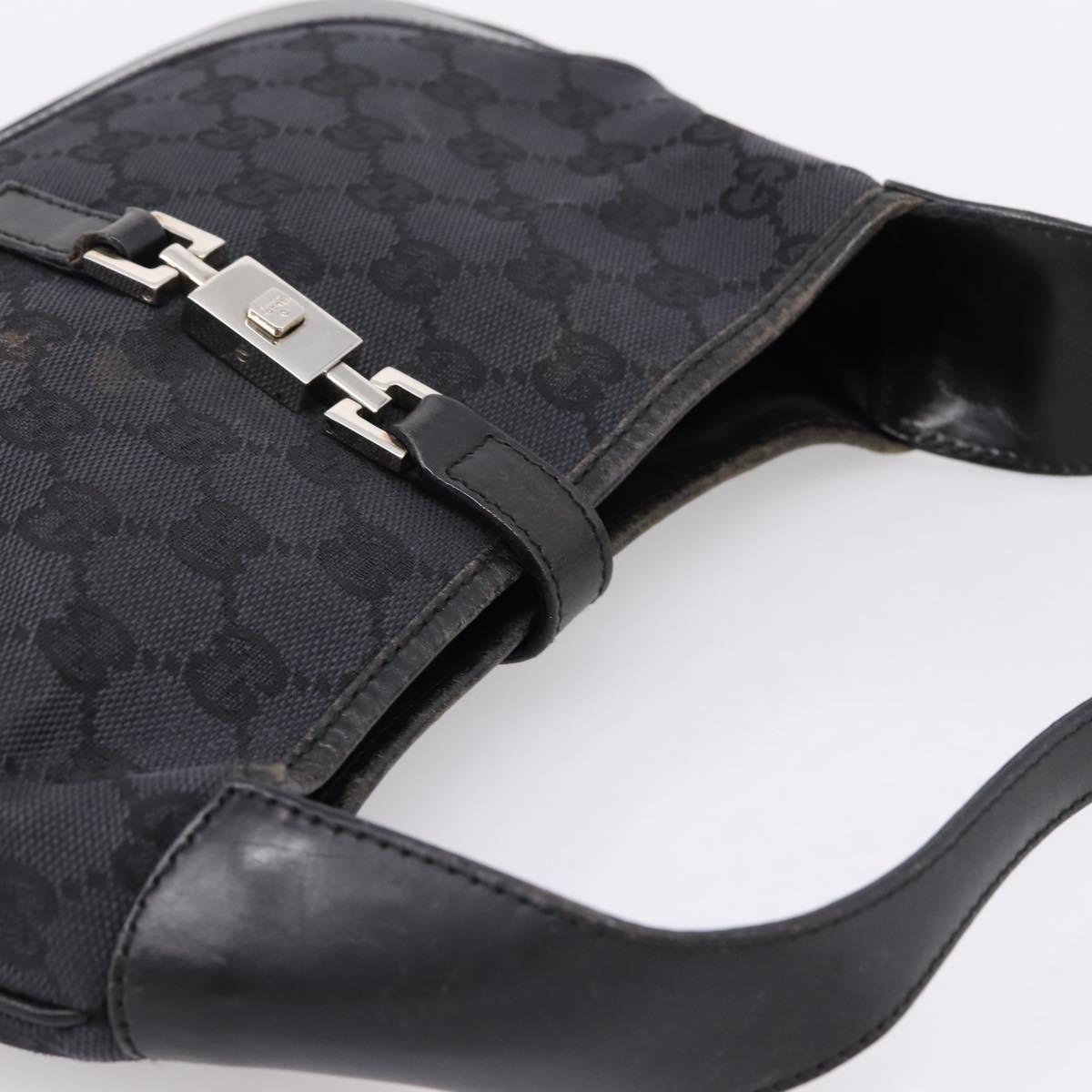 GUCCI GG Canvas Jackie Hand Bag Black 001 3735 Auth gh2405