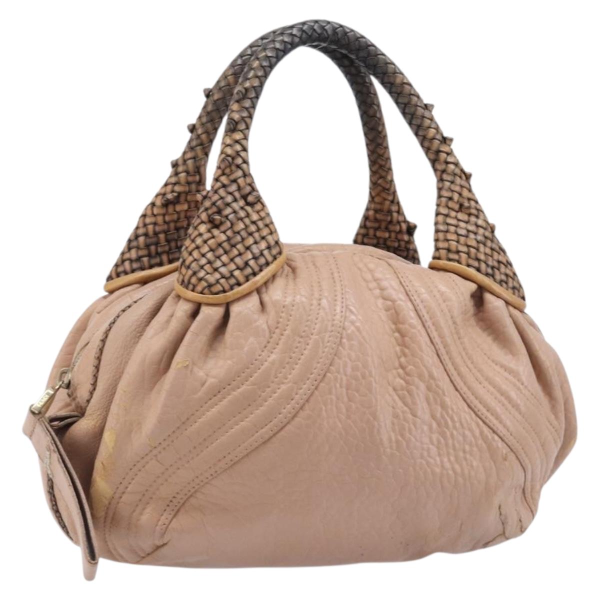 FENDI Spy Bag Hand Bag Leather Pink Gold Tone 8BL078 Auth gh2406