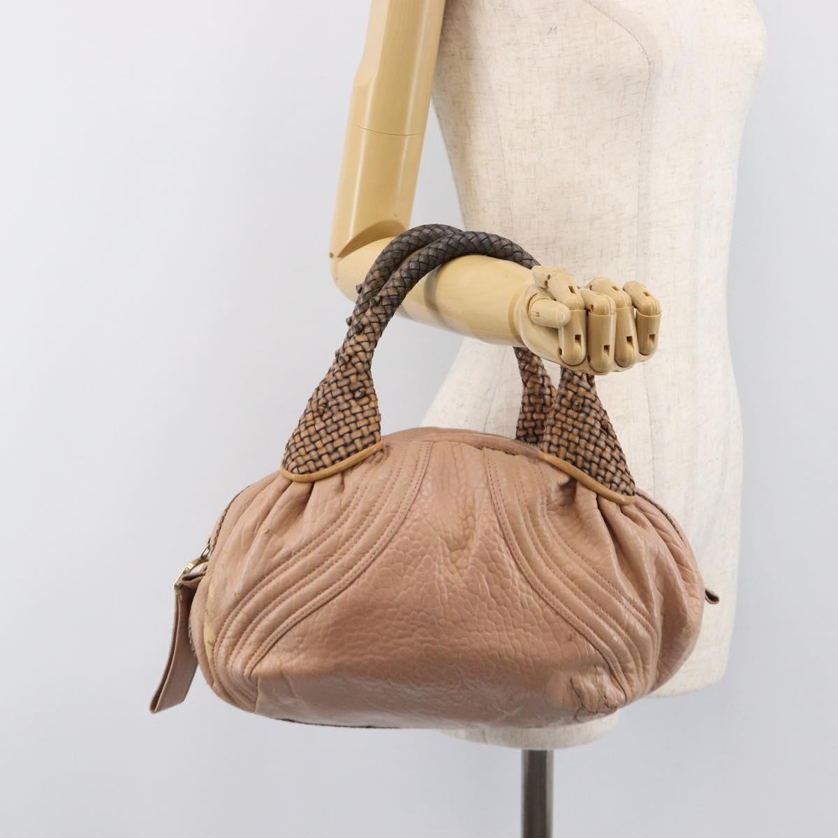 FENDI Spy Bag Hand Bag Leather Pink Gold Tone 8BL078 Auth gh2406