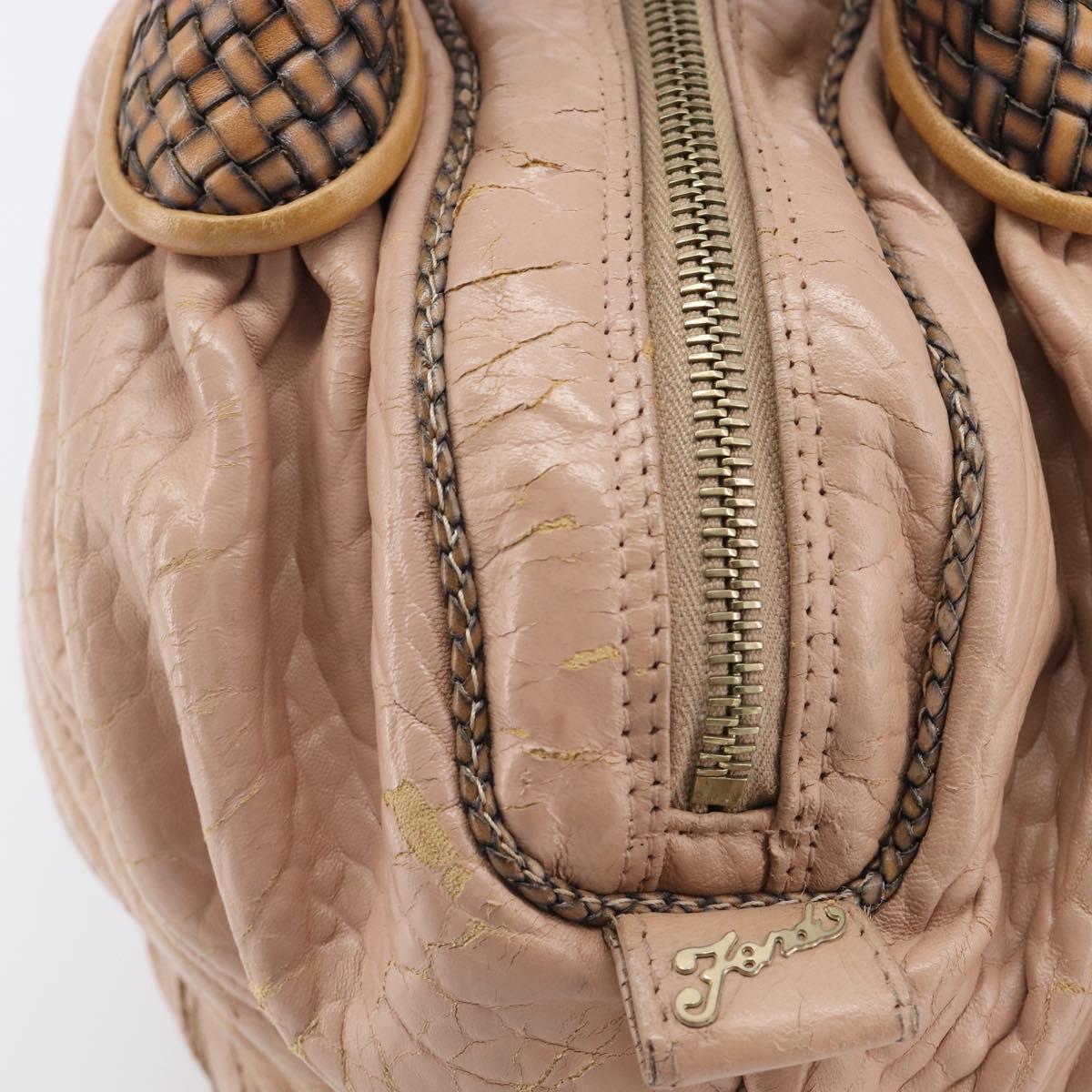 FENDI Spy Bag Hand Bag Leather Pink Gold Tone 8BL078 Auth gh2406