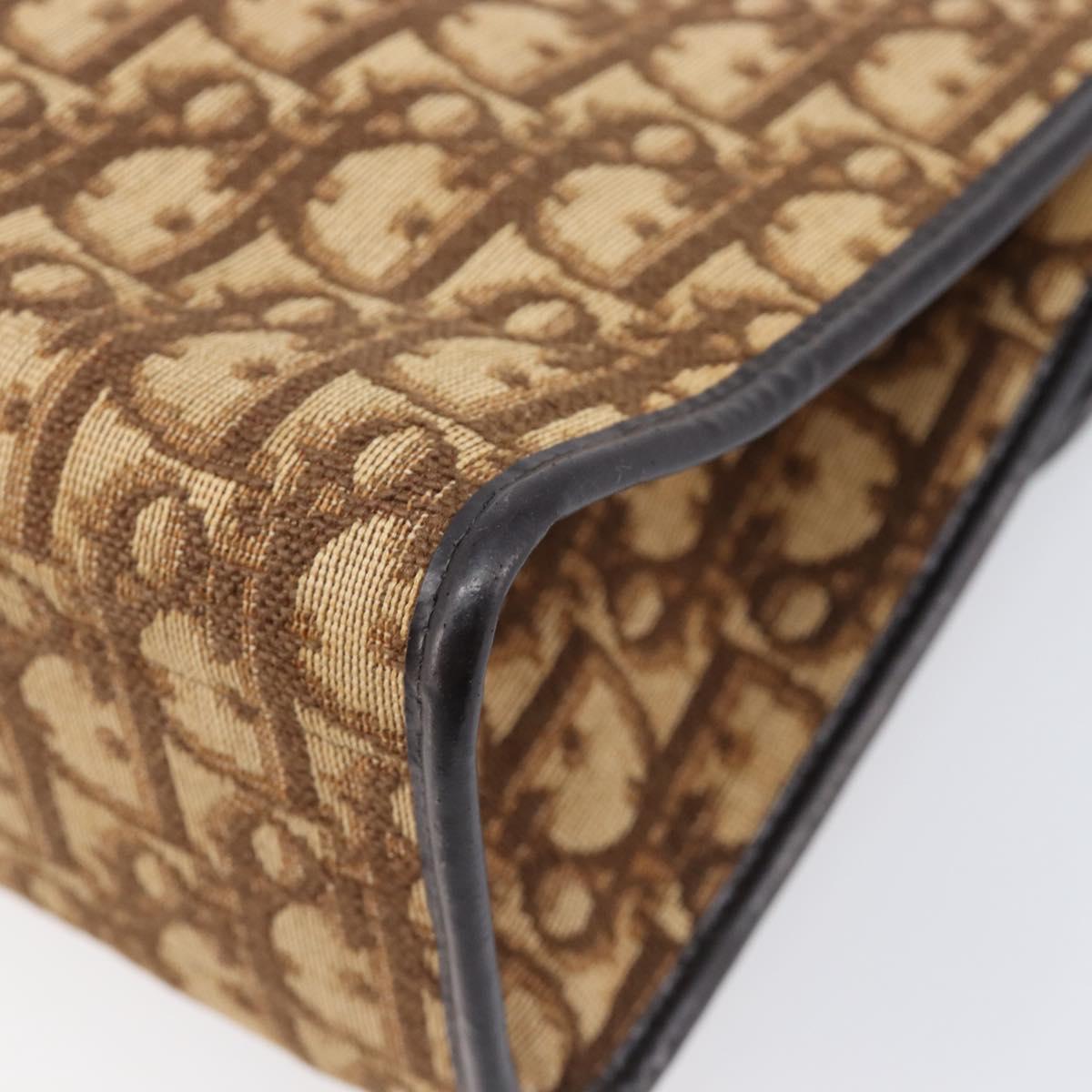 Christian Dior Trotter Canvas Shoulder Bag Brown Gold Tone Auth gh2408
