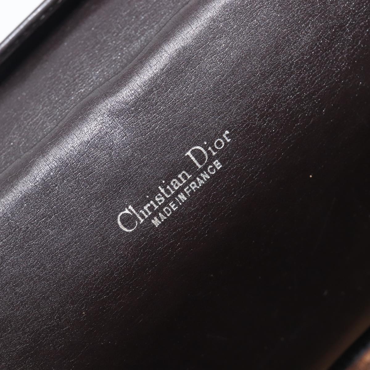 Christian Dior Trotter Canvas Shoulder Bag Brown Gold Tone Auth gh2408
