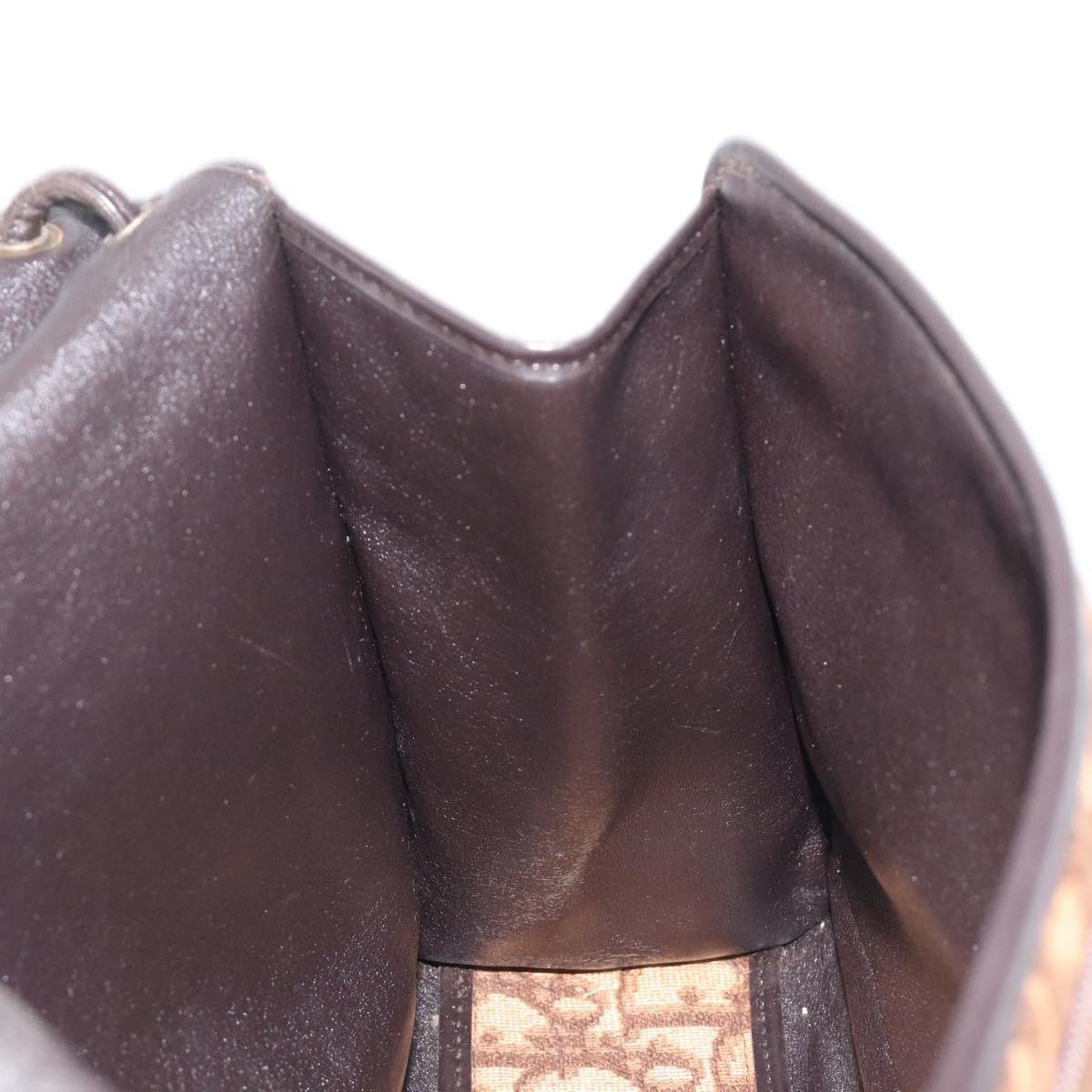 Christian Dior Trotter Canvas Shoulder Bag Brown Gold Tone Auth gh2408