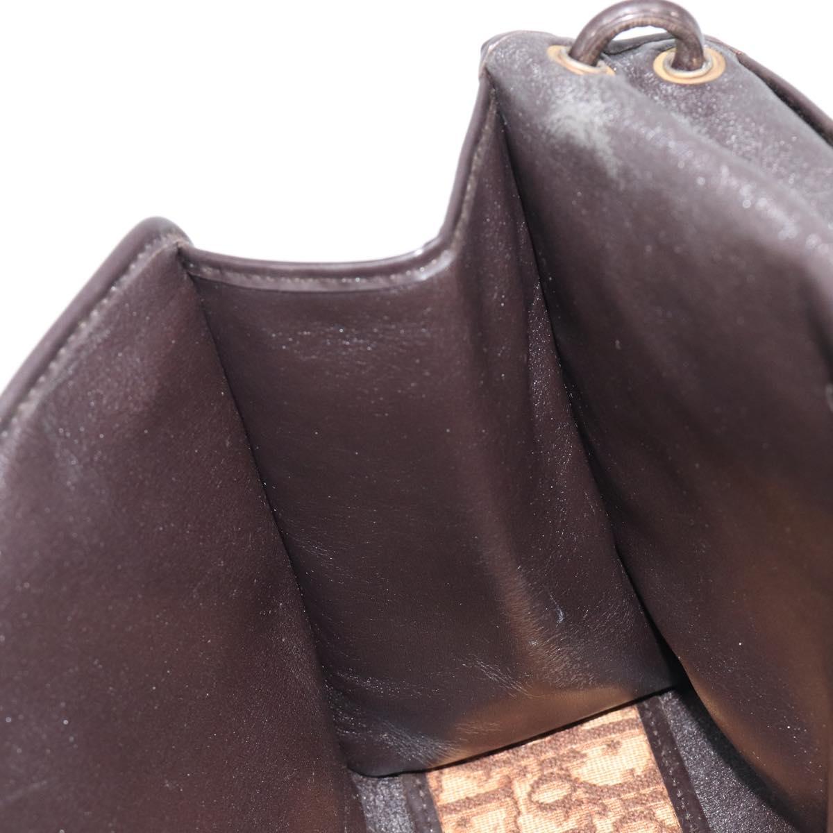 Christian Dior Trotter Canvas Shoulder Bag Brown Gold Tone Auth gh2408
