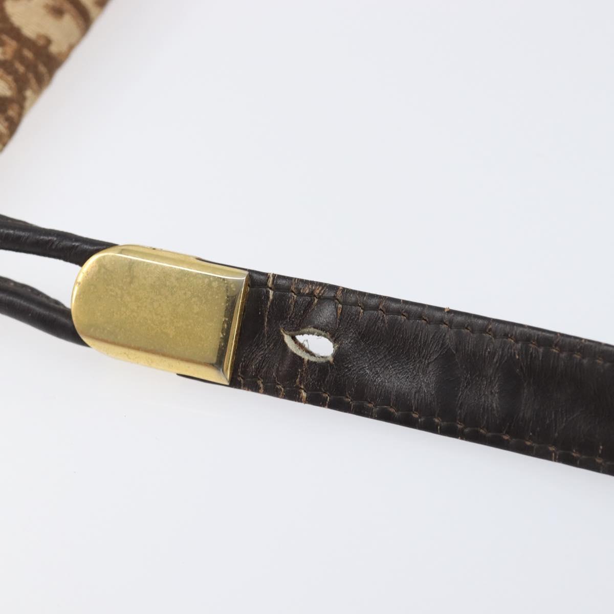 Christian Dior Trotter Canvas Shoulder Bag Brown Gold Tone Auth gh2408