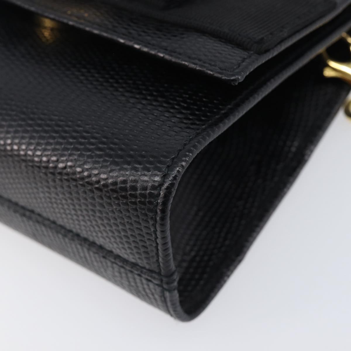 Salvatore Ferragamo Vala Chain Shoulder Bag Leather Black Gold Tone Auth gh2409