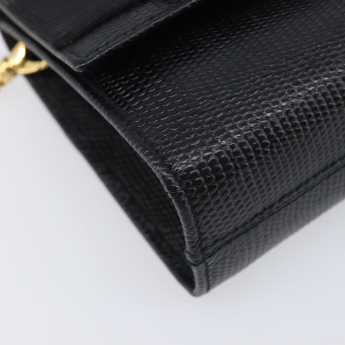 Salvatore Ferragamo Vala Chain Shoulder Bag Leather Black Gold Tone Auth gh2409