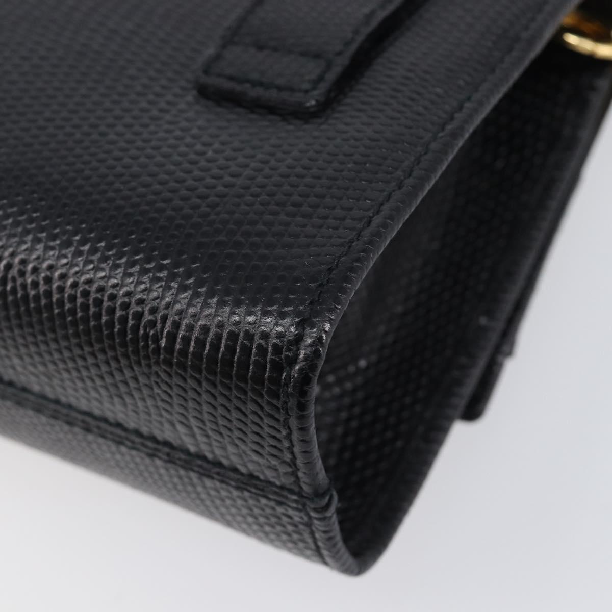 Salvatore Ferragamo Vala Chain Shoulder Bag Leather Black Gold Tone Auth gh2409