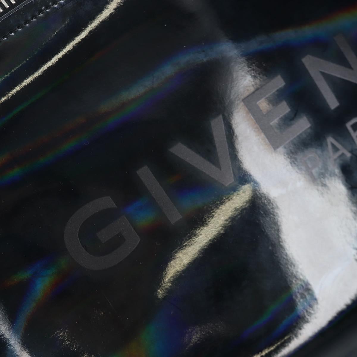 GIVENCHY Pandora Shoulder Bag Patent Black Silver Auth gh2410A