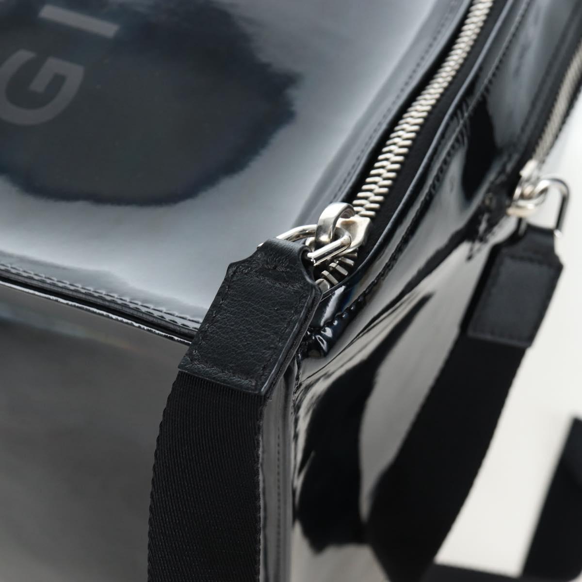 GIVENCHY Pandora Shoulder Bag Patent Black Silver Auth gh2410A