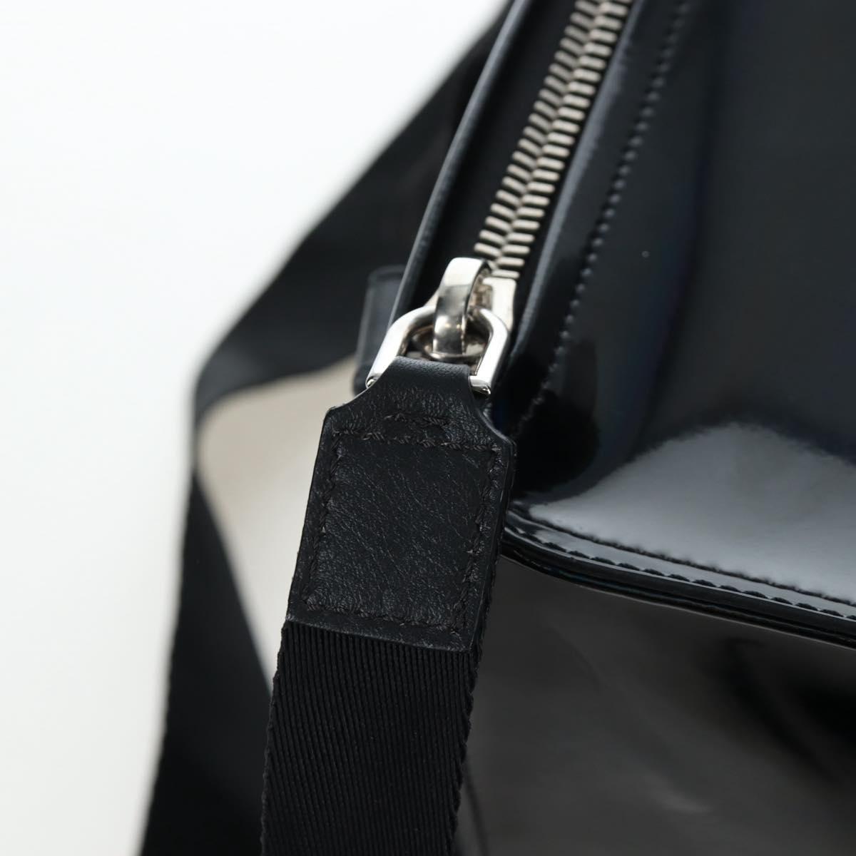 GIVENCHY Pandora Shoulder Bag Patent Black Silver Auth gh2410A
