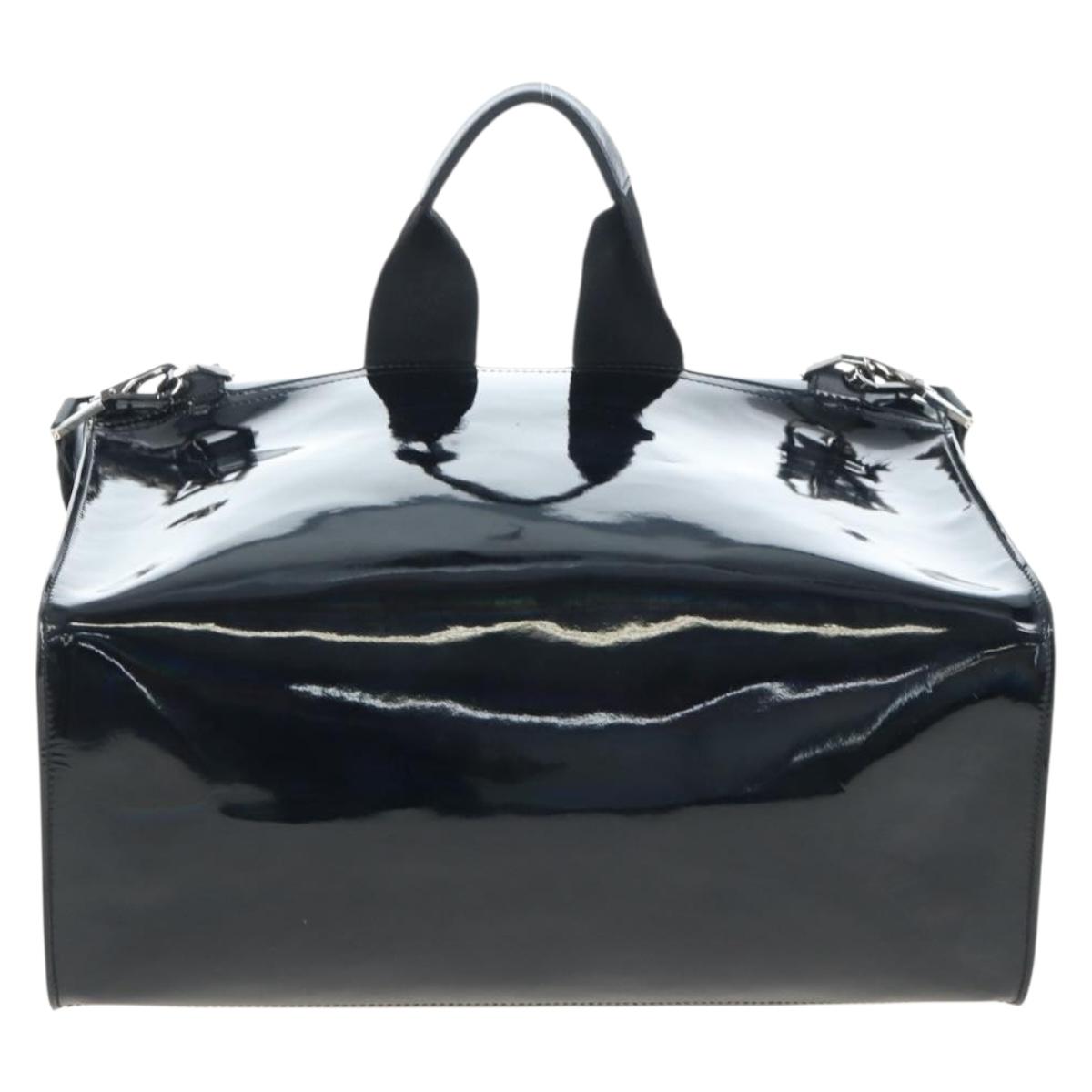 GIVENCHY Pandora Shoulder Bag Patent Black Silver Auth gh2410A