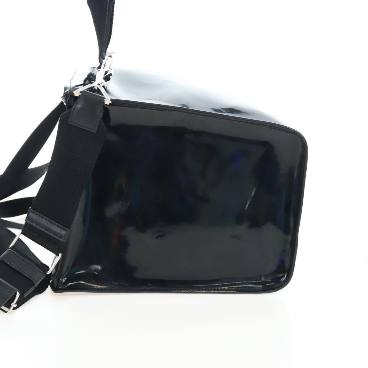 GIVENCHY Pandora Shoulder Bag Patent Black Silver Auth gh2410A
