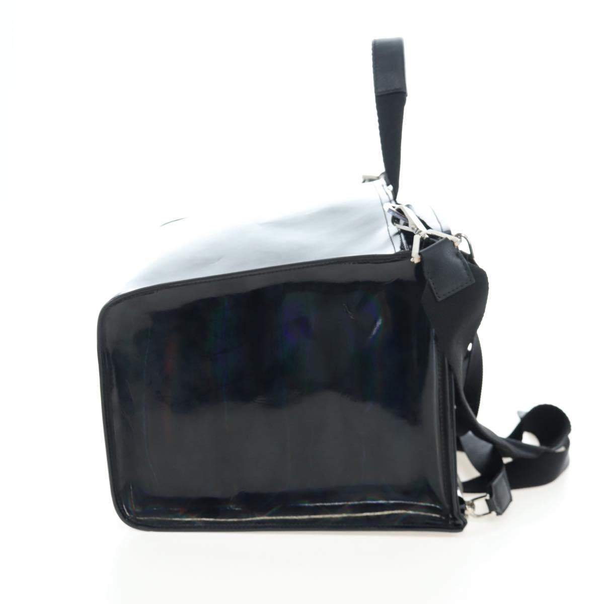 GIVENCHY Pandora Shoulder Bag Patent Black Silver Auth gh2410A