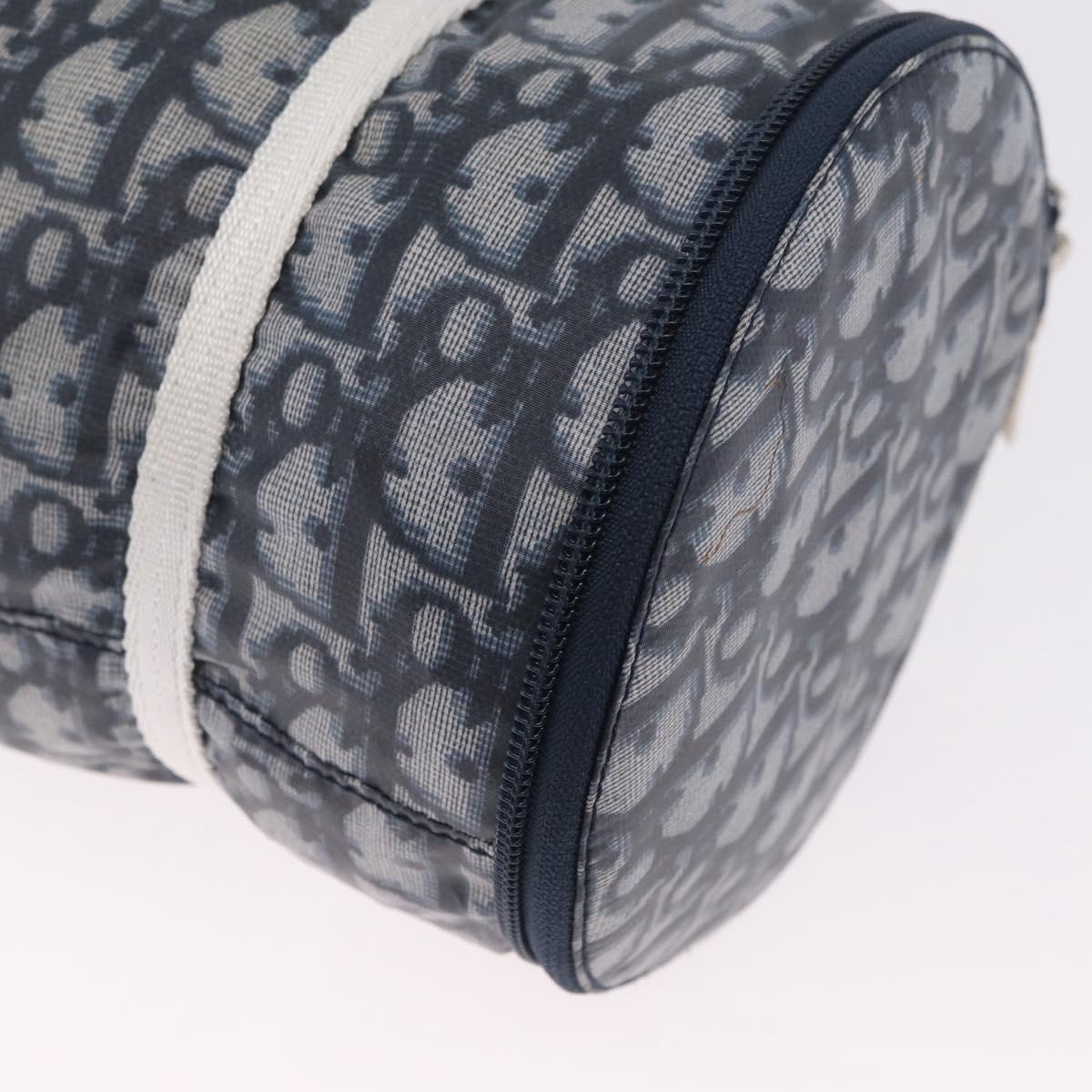 Christian Dior Trotter Canvas Hand Bag Nylon Navy Silver Auth gh2416