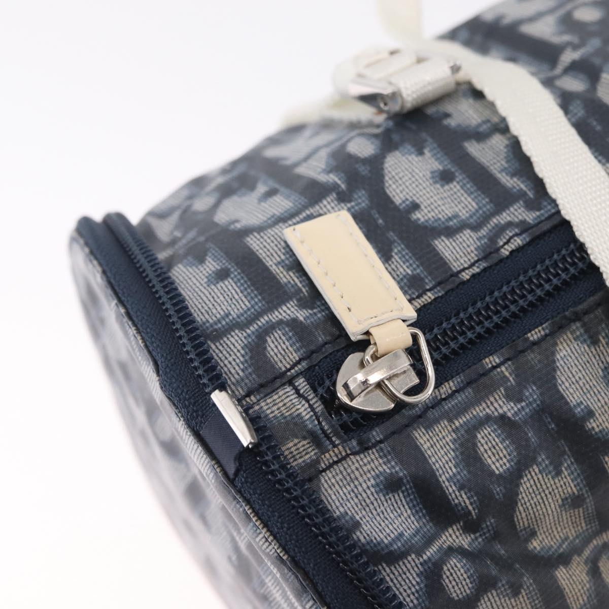 Christian Dior Trotter Canvas Hand Bag Nylon Navy Silver Auth gh2416