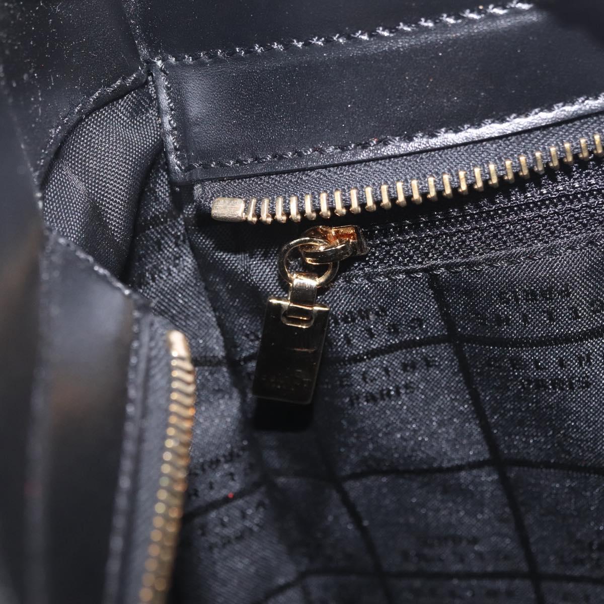 CELINE C Macadam Canvas Shoulder Bag Black Gold Auth gh2417V