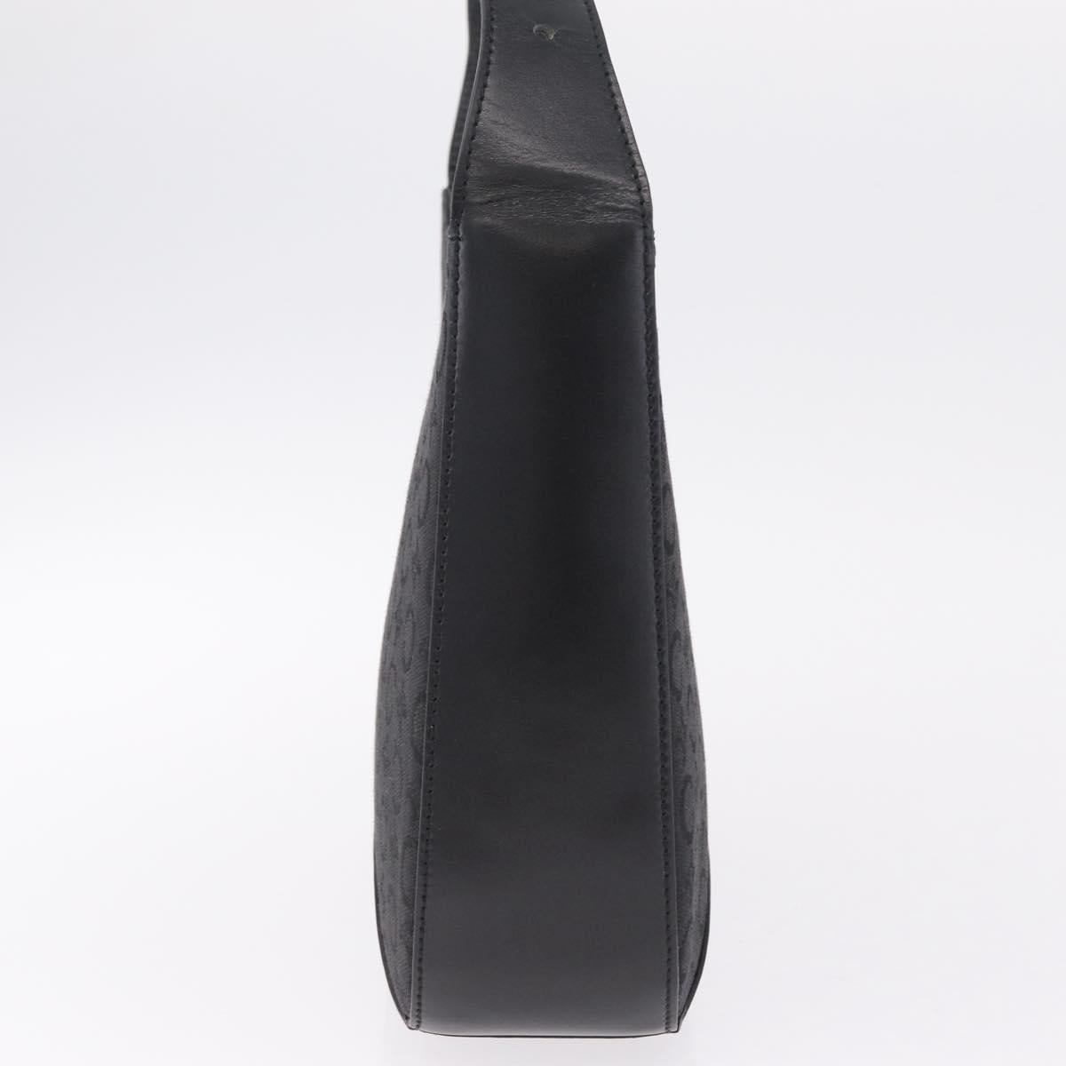 CELINE C Macadam Canvas Shoulder Bag Black Gold Auth gh2417V