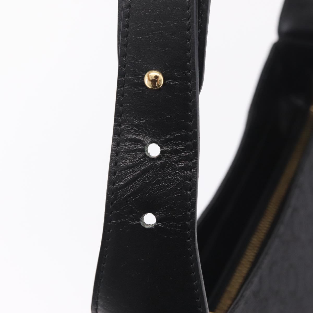 CELINE C Macadam Canvas Shoulder Bag Black Gold Auth gh2417V