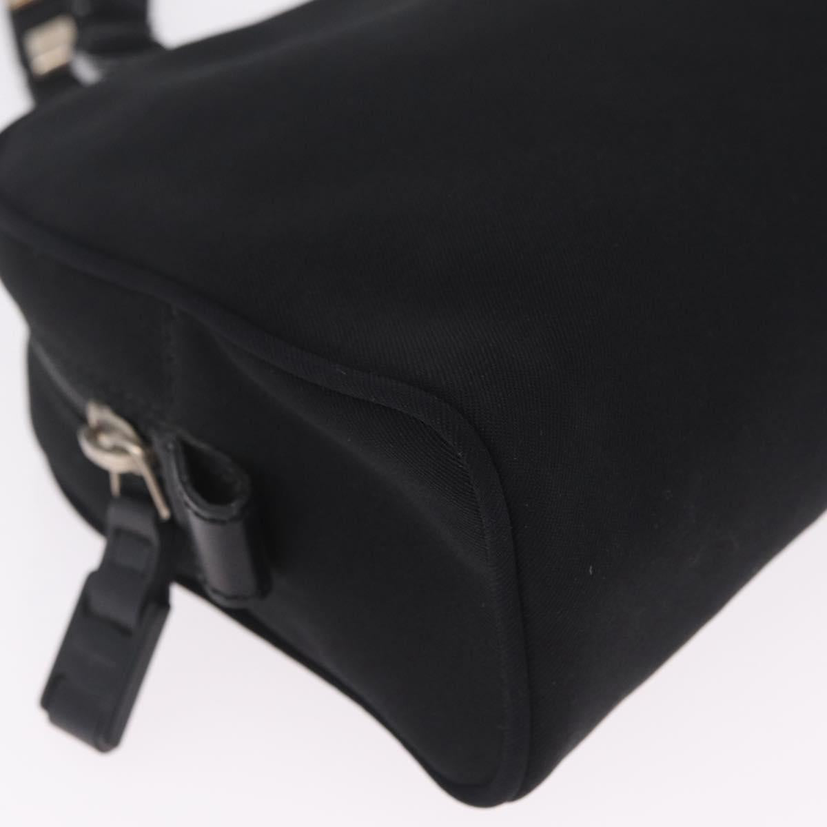 Salvatore Ferragamo Chain Shoulder Bag Canvas Black Silver Auth gh2418