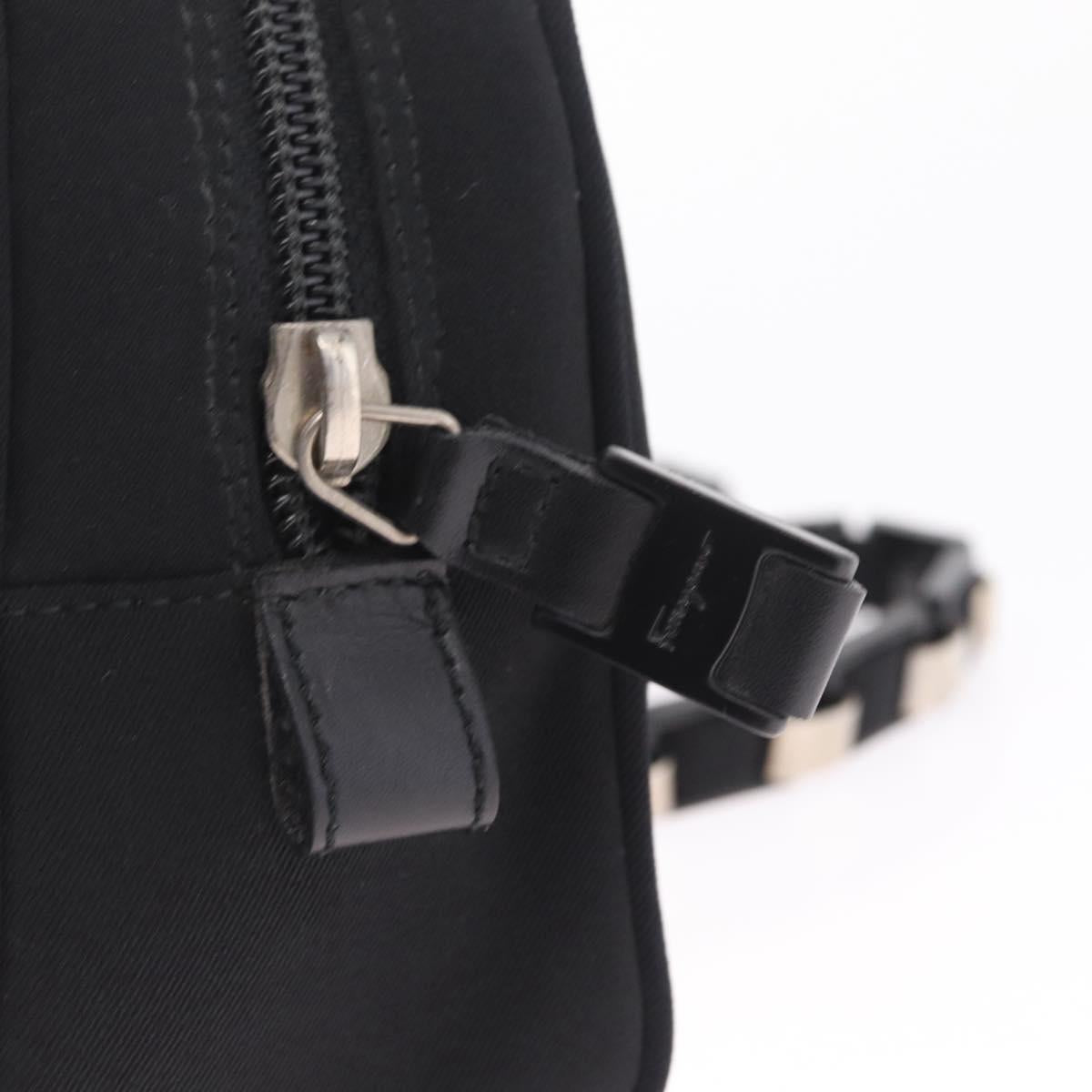 Salvatore Ferragamo Chain Shoulder Bag Canvas Black Silver Auth gh2418