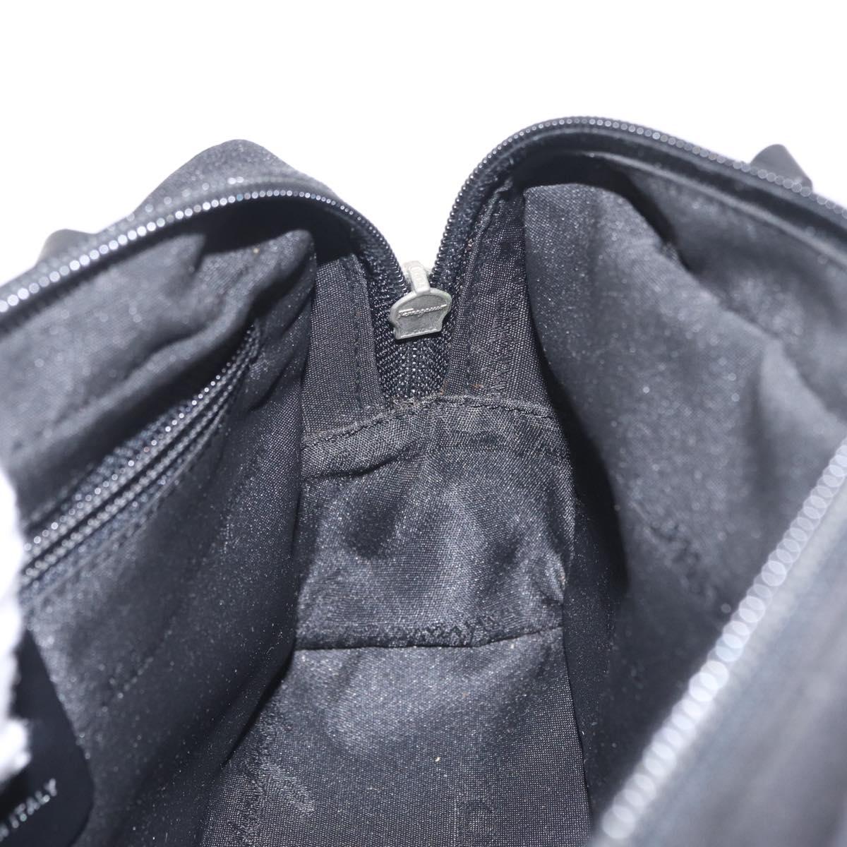 Salvatore Ferragamo Chain Shoulder Bag Canvas Black Silver Auth gh2418