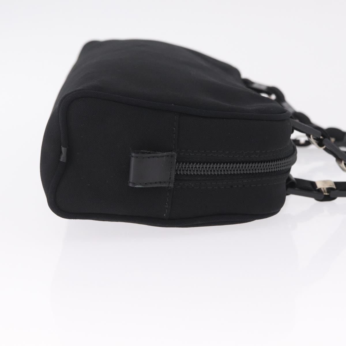 Salvatore Ferragamo Chain Shoulder Bag Canvas Black Silver Auth gh2418