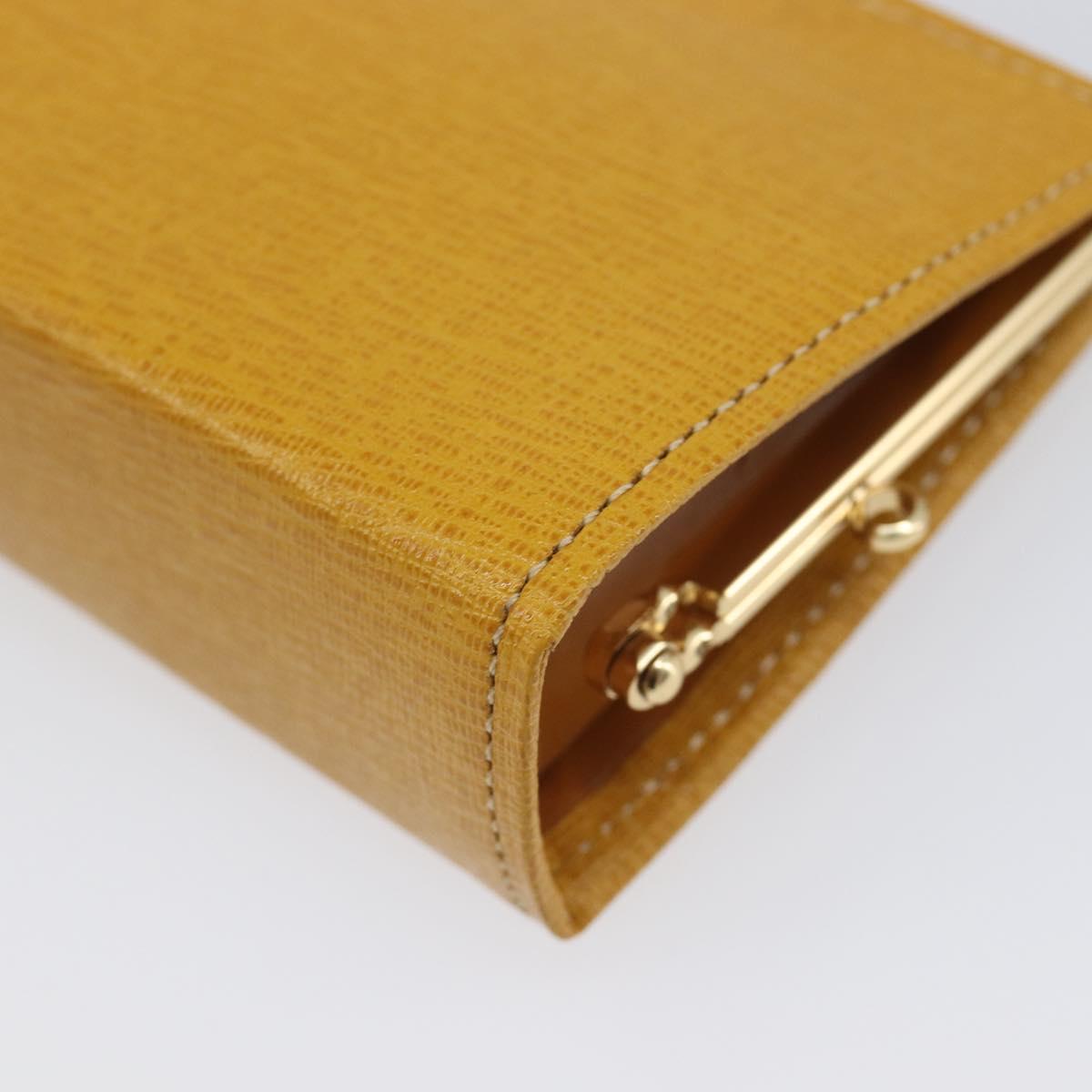 Burberrys Coin Purse Leather Yellow Gold Auth gh2419A